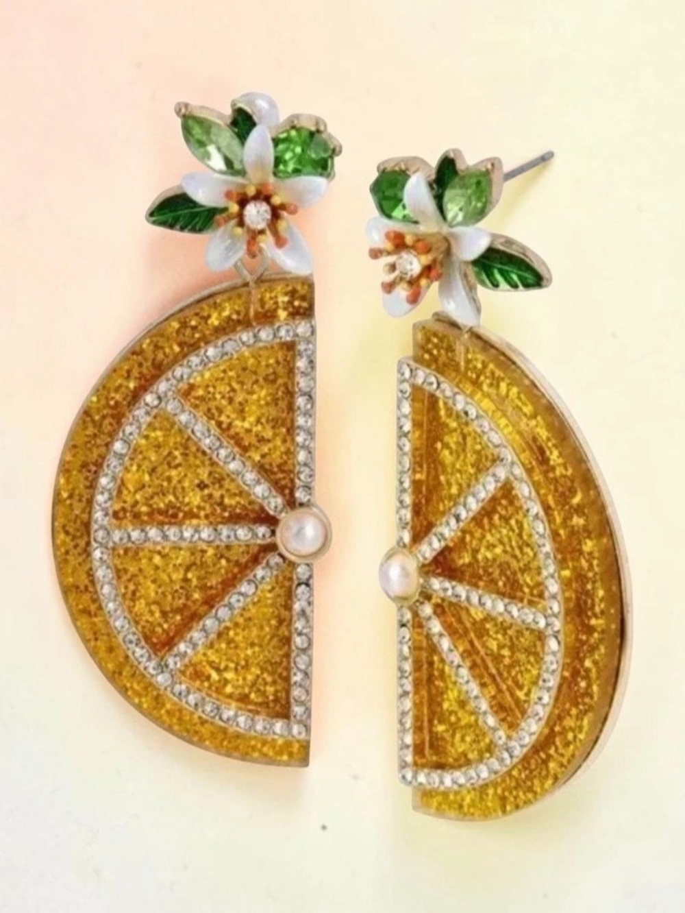 Betsey Johnson Lemon Slice Statement Earrings